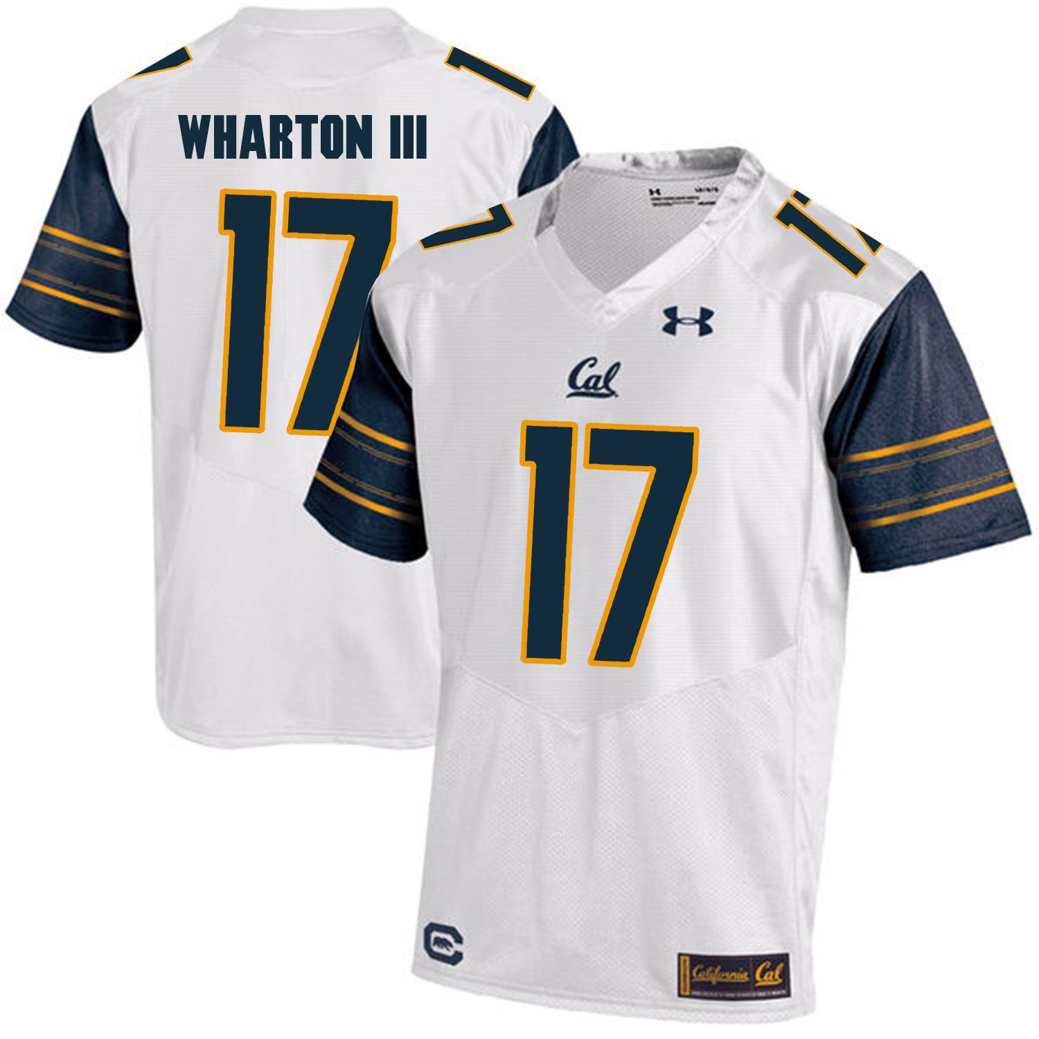 Men California Golden Bears #17 Vic Wharton III White Customized NCAA Jerseys1->customized ncaa jersey->Custom Jersey